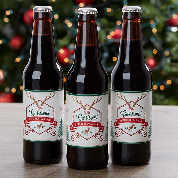 Christmas beer bottle labels