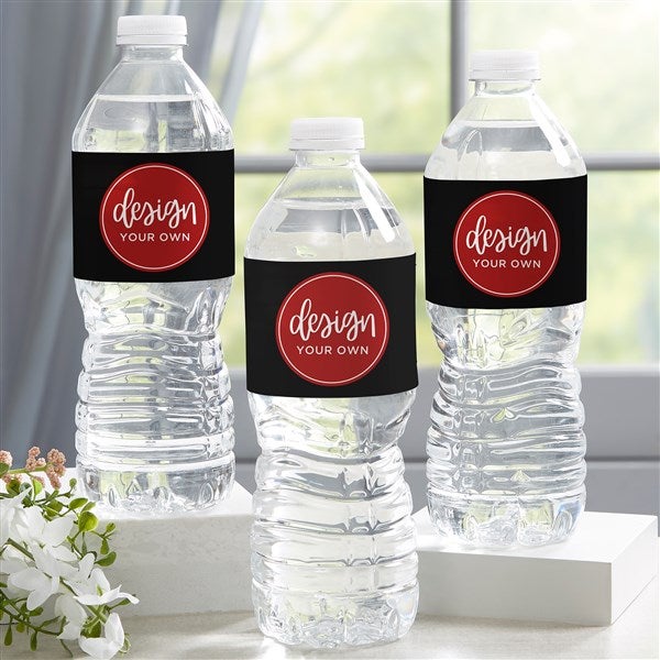 Design Your Own Personalized Water Bottle Labels - Set of 24 - Black