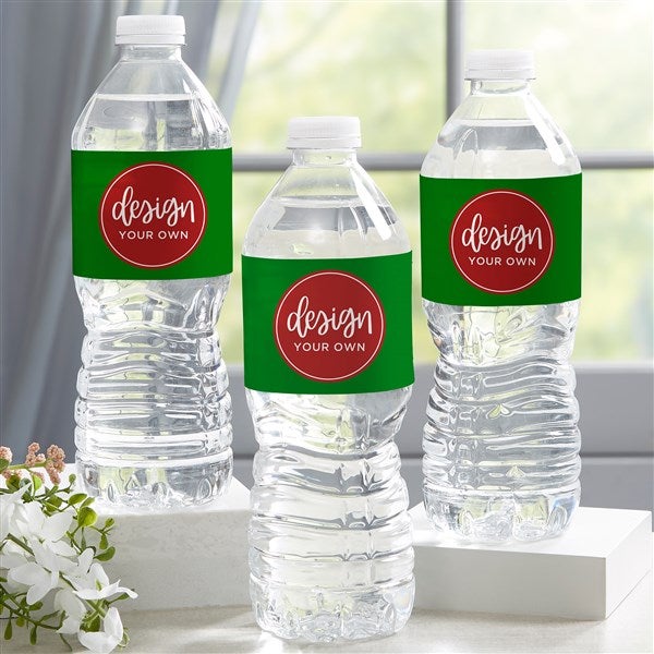 Design Your Own Personalized Water Bottle Labels - Set of 24 - Green