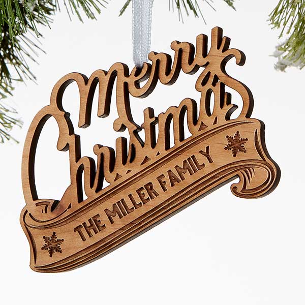 Personalized Wood Christmas Ornaments - Merry Christmas - 16237