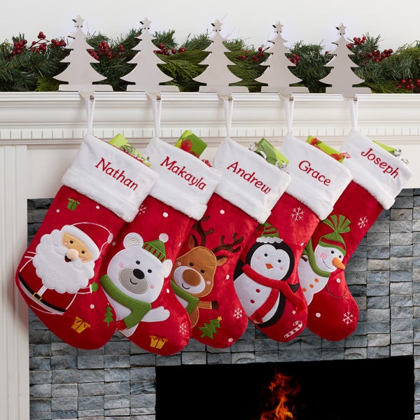 Color 8 DearSun Set of 4 Santa,Snowman,Reindeer,Penguin Designs for Family Decor 18 Personalized Customization Christmas Stockings with Embroidery Technology -Update to Expedited Express