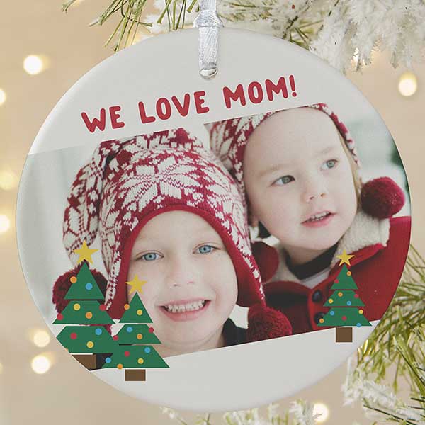 Personalized Christmas Photo Ornament - Holiday Hugs & Kisses - 16298