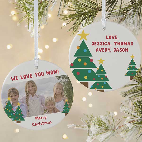 Personalized Christmas Photo Ornament - Holiday Hugs & Kisses - 16298