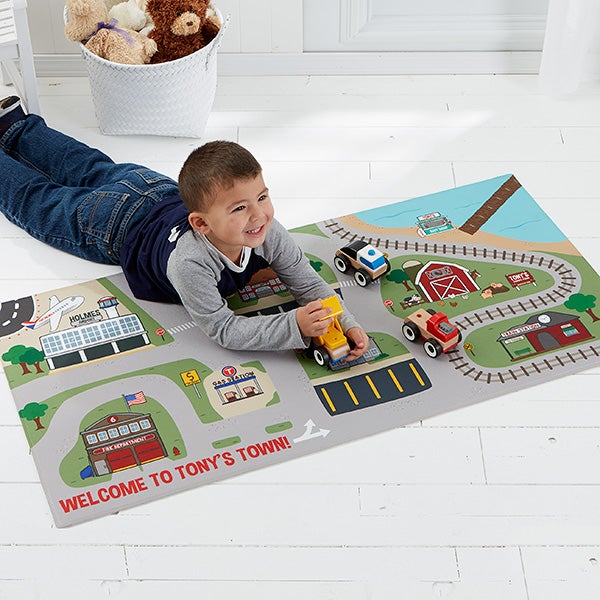 Transportation Village Kids Personalized Town Play Mat - 16312