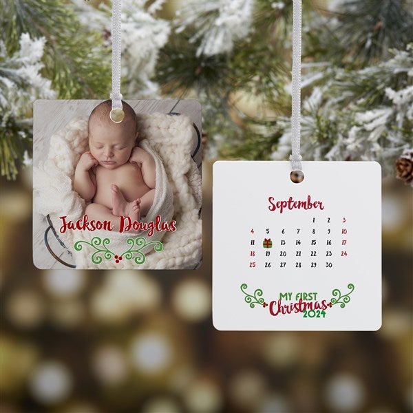 Personalized Photo Baby Christmas Ornament - Baby's 1st Christmas Calendar - 16322