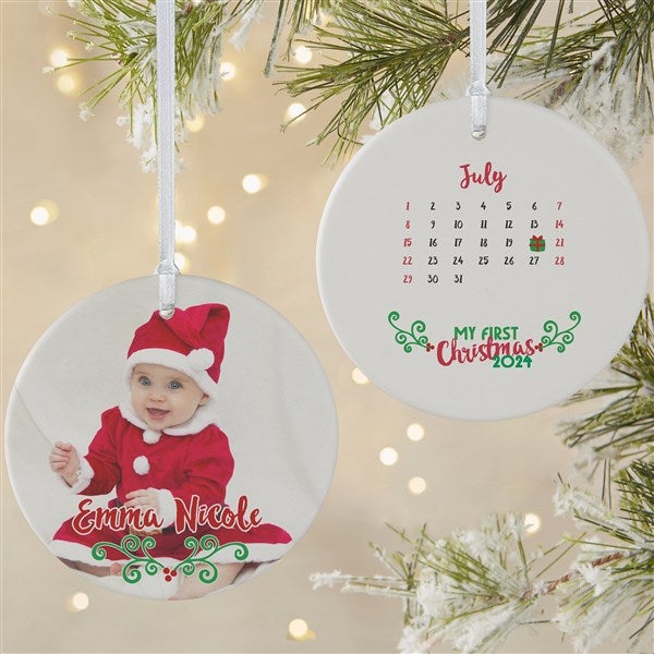 Personalized Photo Baby Christmas Ornament - Baby's 1st Christmas Calendar - 16322