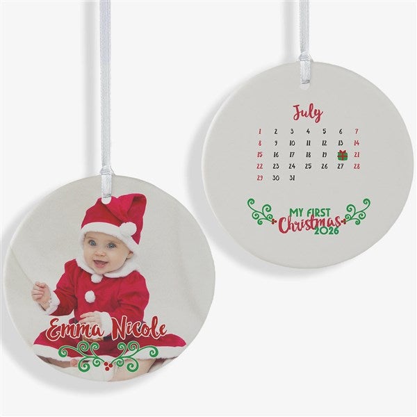 Personalized Photo Baby Christmas Ornament - Baby's 1st Christmas Calendar - 16322