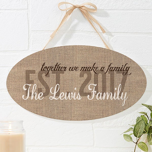Personalized Oval Wood Family Sign - Together We Make A Family - 16344