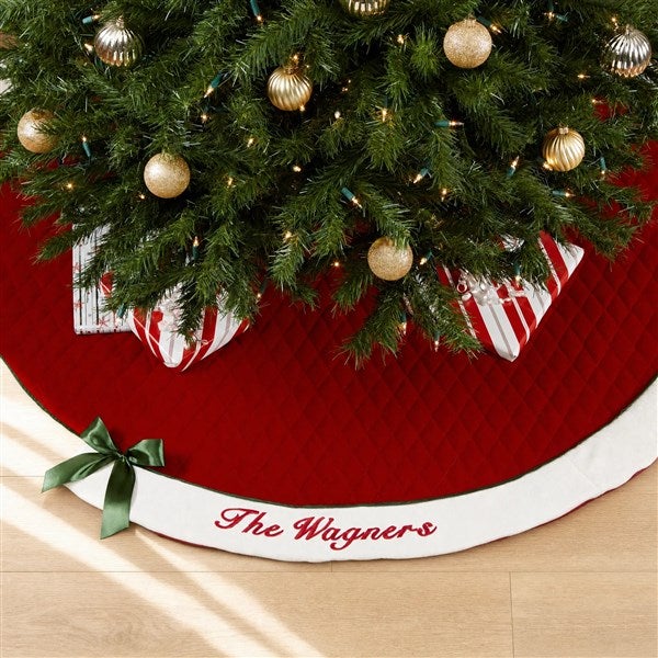 Red Personalized Quilted Tree Skirt - Winter Classic - 16349