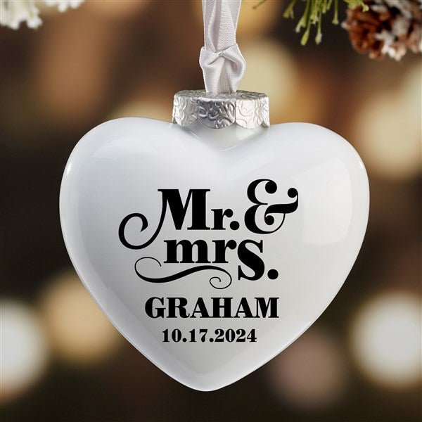 Personalized Heart Wedding Ornament - Happy Couple - 16395