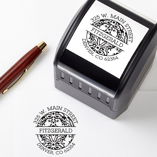 Personalized Return Address Stamp - Damask Design - 16472