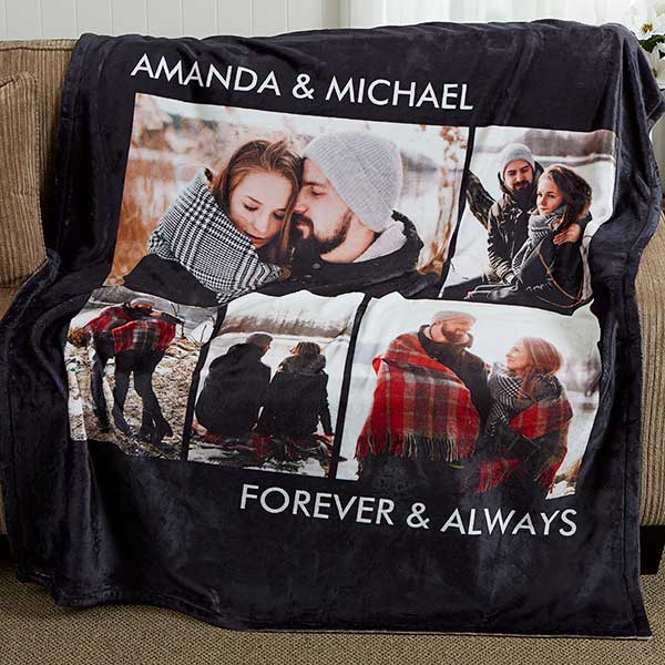 Personalised Memory Blanket Soft Fleece Printed With Name & DOB Your Own Photos 