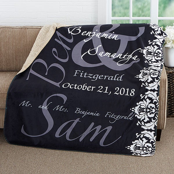 Wedding Couple Personalized 50x60 Sherpa Blanket Wedding Gifts