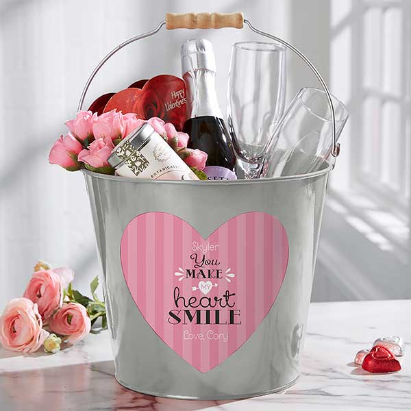 Personalized Mini Treat Bucket - You Make My Heart Smile - 16508