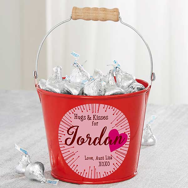 Personalized Mini Candy Bucket - Hugs & Kisses - 16510