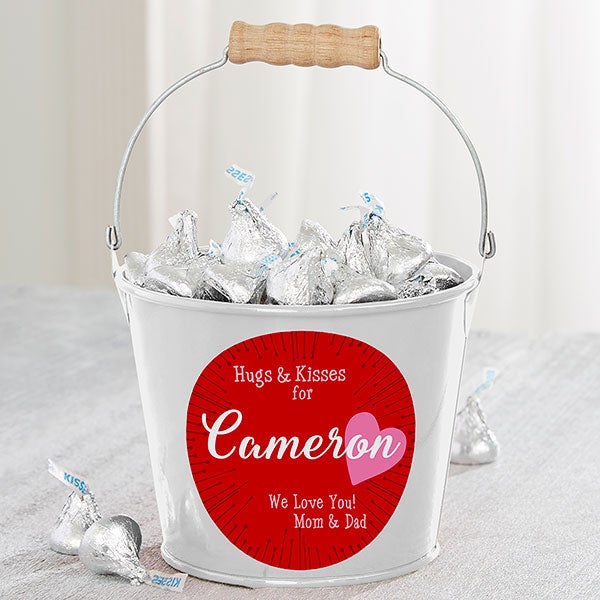 Personalized Mini Candy Bucket - Hugs & Kisses - 16510