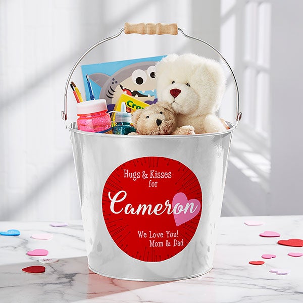 Personalized Mini Candy Bucket - Hugs & Kisses - 16510