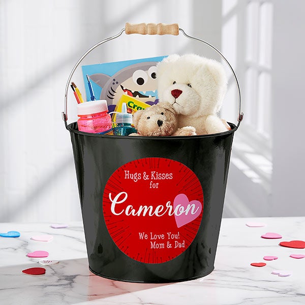 Personalized Mini Candy Bucket - Hugs & Kisses - 16510