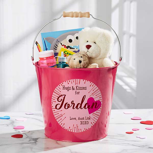 Personalized Mini Candy Bucket - Hugs & Kisses - 16510