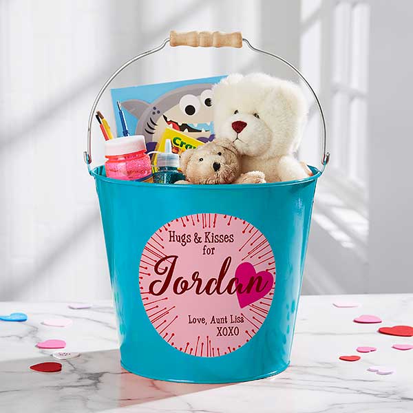 Personalized Mini Candy Bucket - Hugs & Kisses - 16510