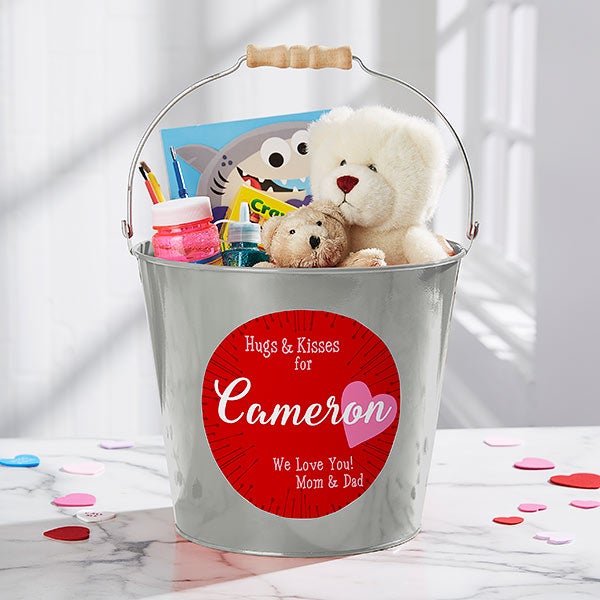 Personalized Mini Candy Bucket - Hugs & Kisses - 16510