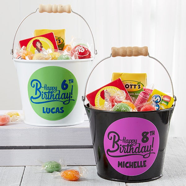 personalized birthday mini metal bucket birthday treats
