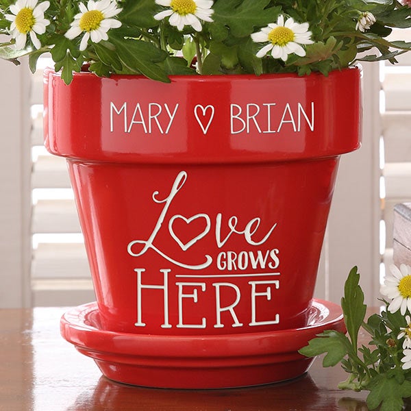 Personalized Flower Pots - Love Grows Here - 16513