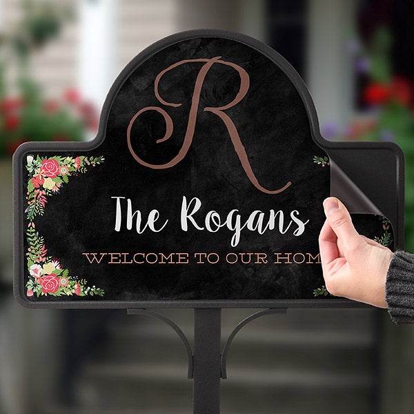 Personalized Welcome Yard Stake - Posh Floral - 16517