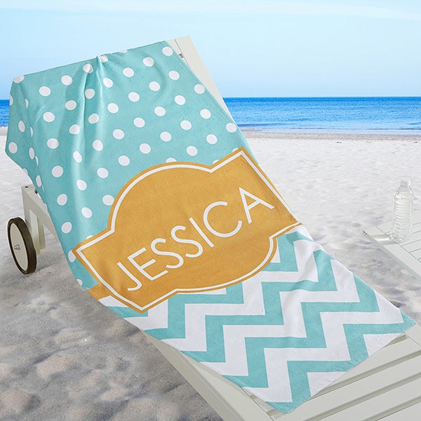 Personalized Girls Preppy Chic Beach Towels - 16526