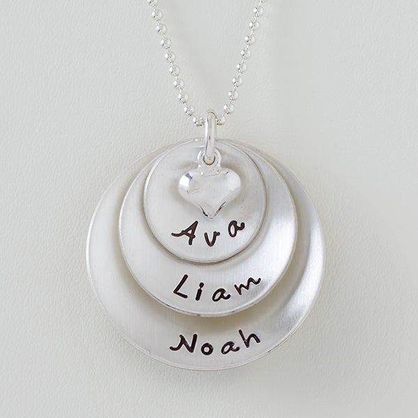 Personalized Stackable Round Disc Necklace - Layered Love - 16539D