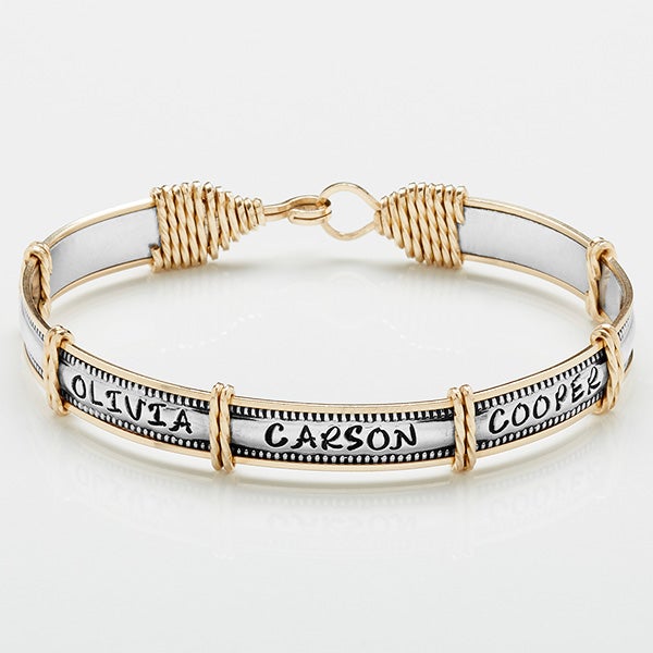 Personalized 14k Gold & Silver Bracelet - Family Names - 16542D