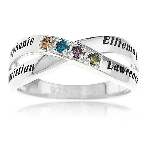 Personalized Sterling Silver Birthstone Ring - Family Birthstones - 16550D