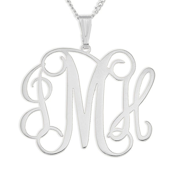 Script Monogram Engravable Heart Locket in Sterling Silver (3 Initials)