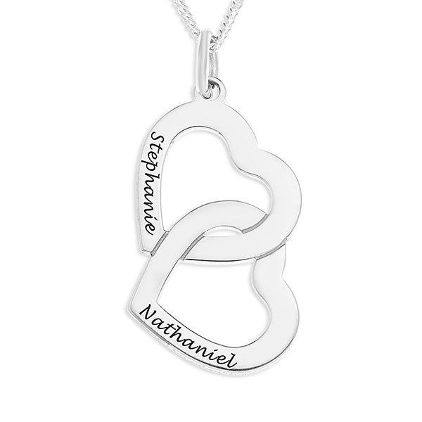 Interlocking Hearts Personalized Sterling Silver Necklace  - 16559D