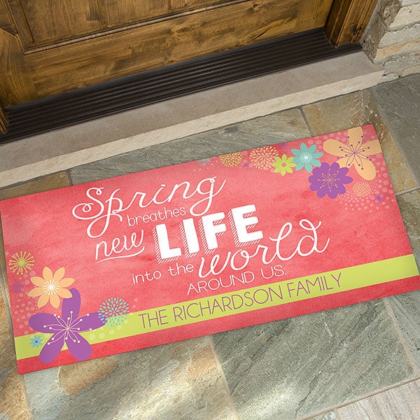 Spring Flowers Personalized Seasonal Doormats Large