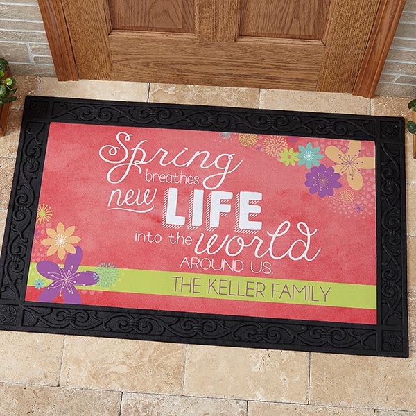 Personalized Doormat Spring Flowers 20x35