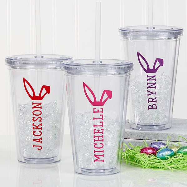 Custom Easter Bunny Double Wall Tumbler with Straw (Personalized)