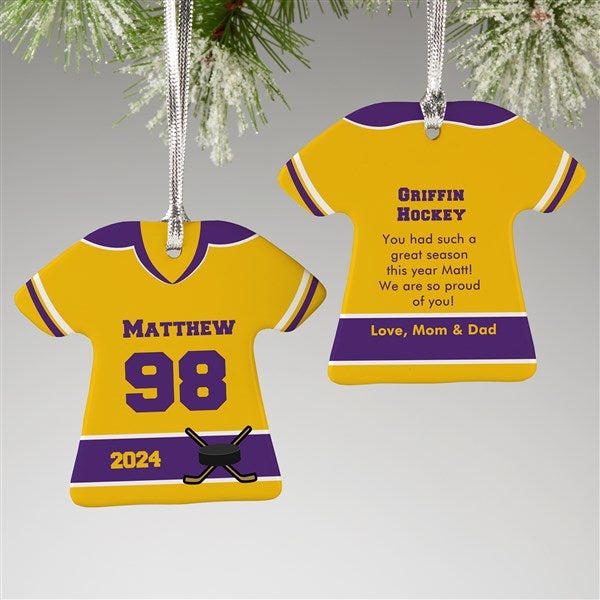 Personalized Hockey Jersey Christmas Ornaments - 16659