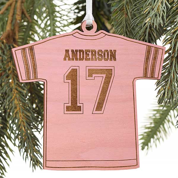 Personalized Football Jersey Christmas Ornament - Wood - 16661