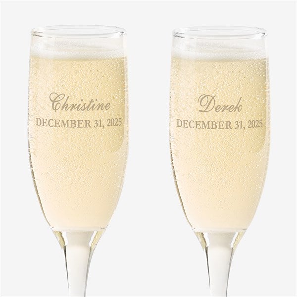 Personalized Wedding Glass Flute Set - The Loving Couple - 16674