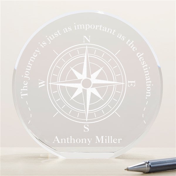 Personalized Premium Crystal Award - Compass Inspired - 16716