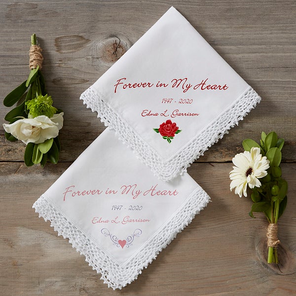 Personalized Memorial Linen Handkerchief - Forever In My Heart - 1678