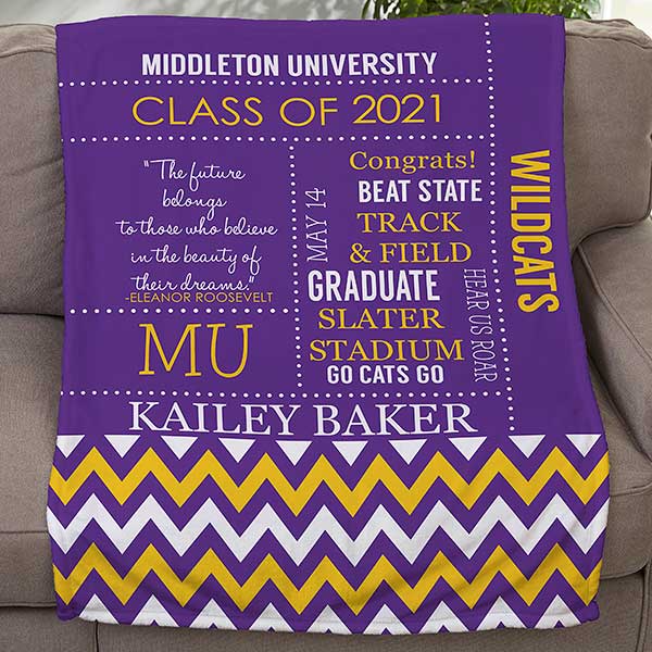 School Memories 50x60 Graduation Fleece Blanket Graduation Gifts