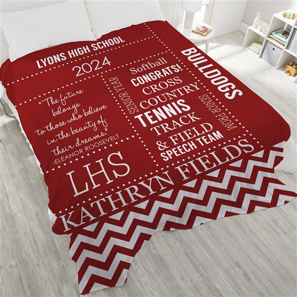 School Memories Personalized Graduation 180x90 Plush King Fleece Blanket