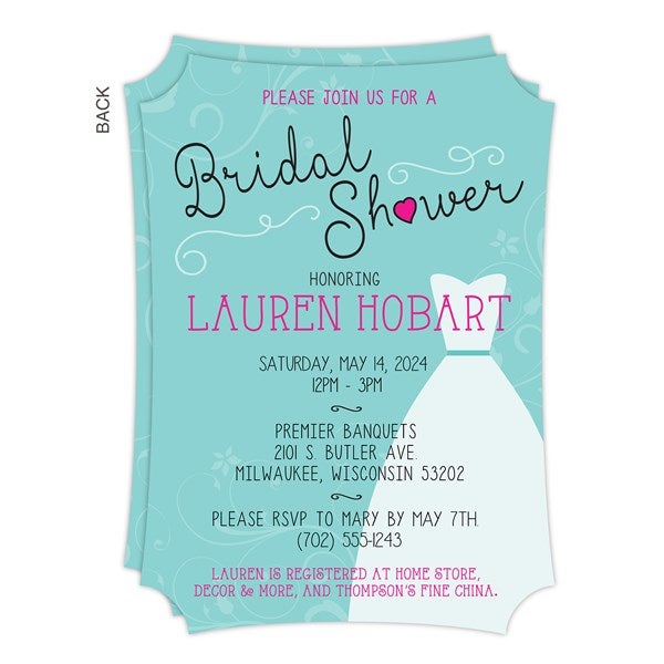 Personalized Bridal Shower Invitations - The Dress - 16824