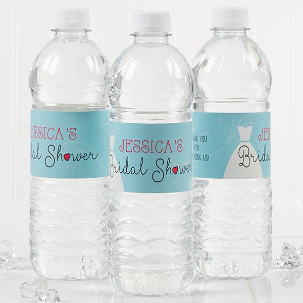 Personalized Bridal Shower Water Bottle Labels The Dress