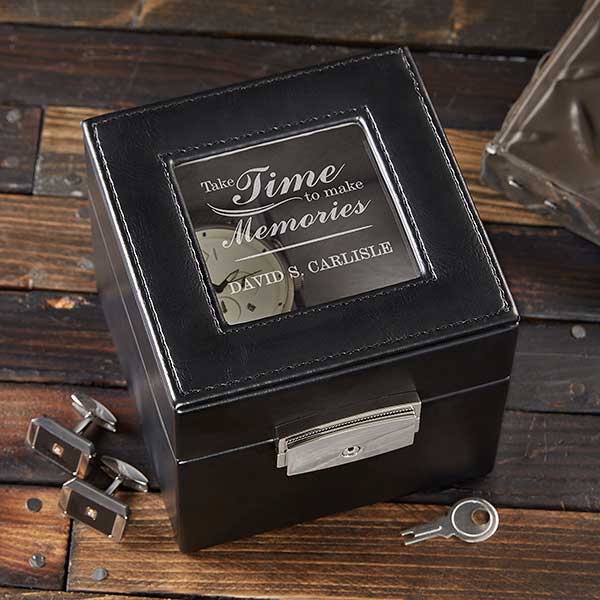 Gift of Time Engraved Leather 2 Slot Watch Box