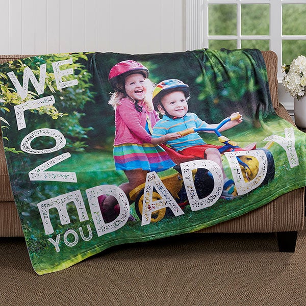Personalized Fleece Photo Blanket for Him 60x80 Photo Gifts
