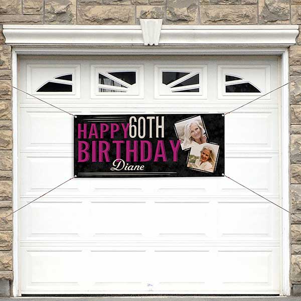 Personalized Birthday Photo Banner - Vintage Age Birthday - 16869