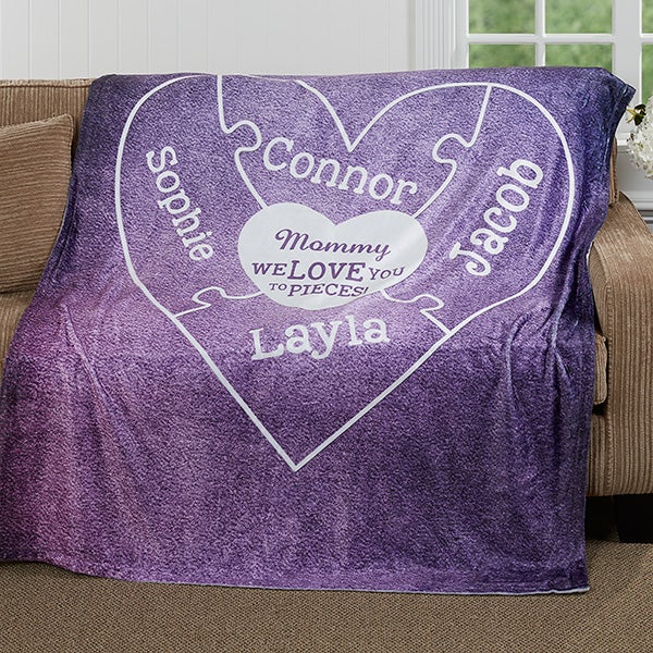 Personalized Puzzle Heart Blankets - We Love You To Pieces - 16912